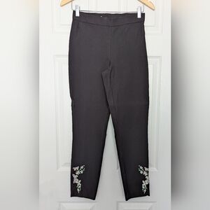 🔷Massimo Fabbro Black Pants with Floral Embroidery
